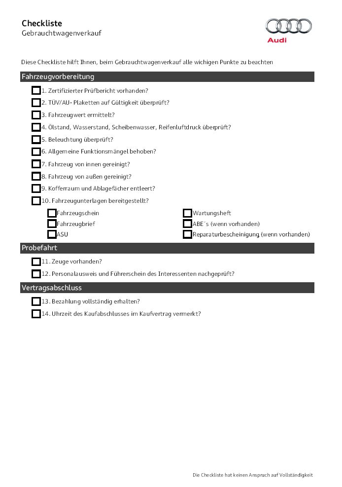 Tipps beim Gebrauchtwagen Verkauf
